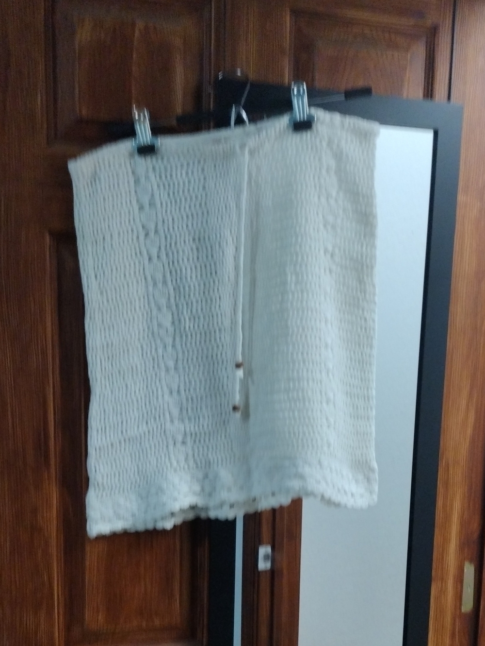 Cream Knit Drawstring Skirt